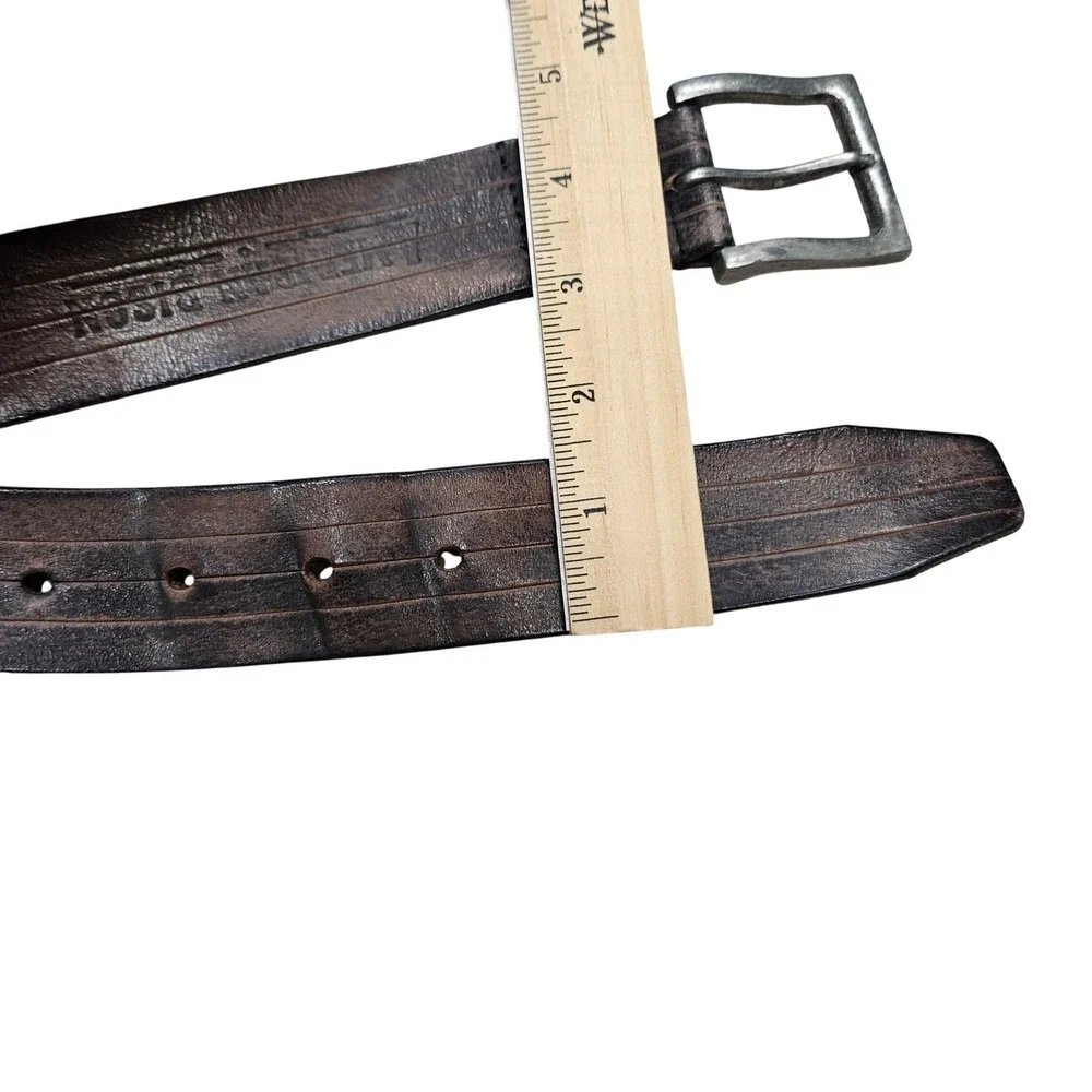 American‎ Bison Leather Belt Mens 38 Brown Distressed Rugged Western Workwear